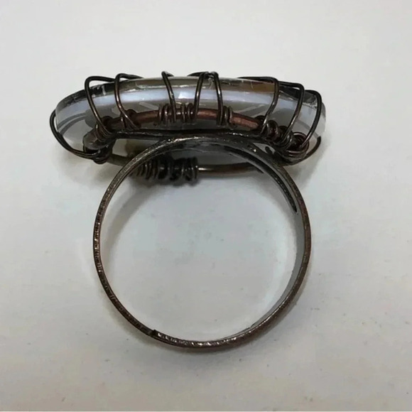 Handmade Abalone Round Circle Brass Tone Adjustable Free Size Tree of Life Ring - Picture 3 of 4